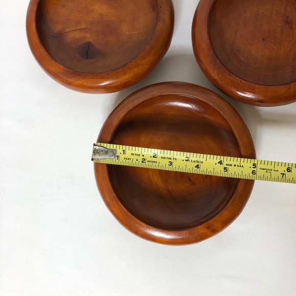 Unbranded Vintage Set Of 3 Hand Turned Crafted Wood Salad / Snack Bowls - Picture 11 of 12